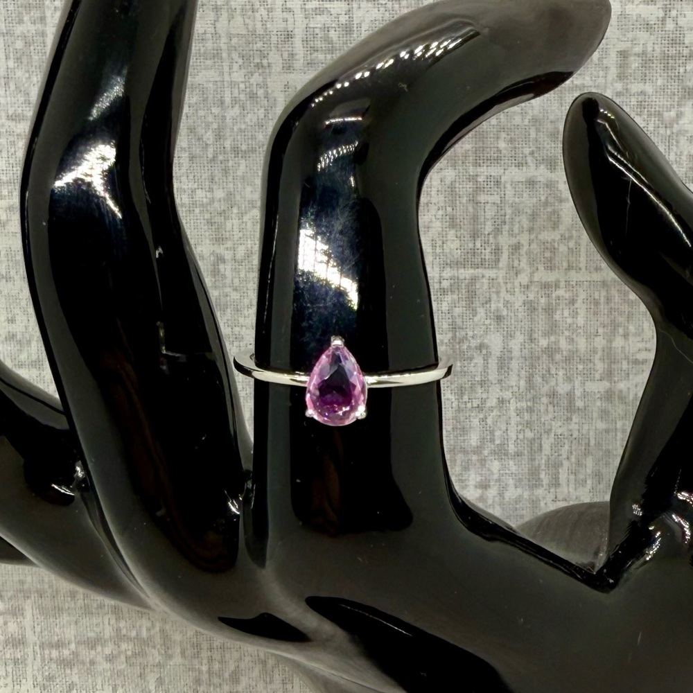 NWT Sterling Silver & Pear-Cut Lab Candy Tourmaline Ring, Size 7
